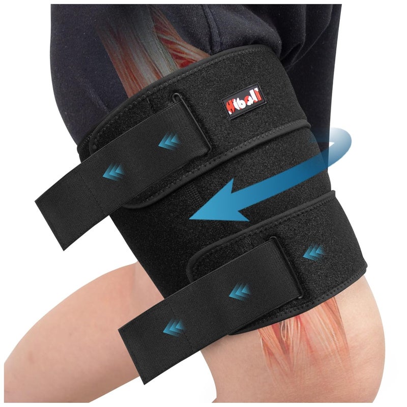 Hiball Adjustable Thigh Brace, Hamstring Compression Wrap, Thigh Compression Sleeve, Quad and Upper Leg Brace for Men & Women - Image 1